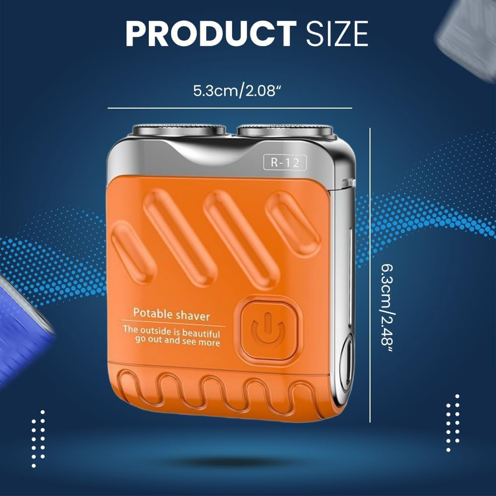 Luggage Electric Shaver, Upgrade Mini Portable Electric Shaver for Men, Beard Shaver Mini and Portable Suitcase Design Portable Razor Traveller Mini Shaving for Men (Orange)