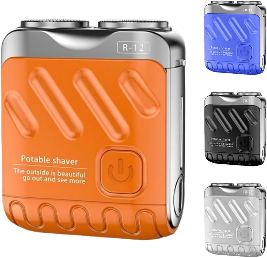 Luggage Electric Shaver, Upgrade Mini Portable Electric Shaver for Men, Beard Shaver Mini and Portable Suitcase Design Portable Razor Traveller Mini Shaving for Men (Orange)