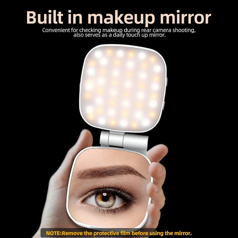 4-In-1 Magnetic Selfie Light for Phones – 360° Rotatable LED Fill Light with Mirror & Phone Stand – Portable Rechargeable for Makeup, Live Streaming, Video Calls