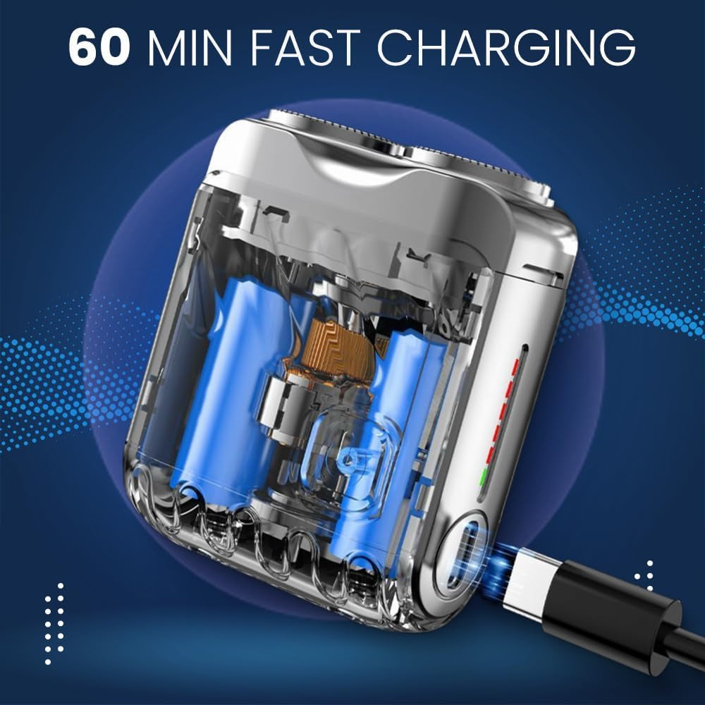 Luggage Electric Shaver, Upgrade Mini Portable Electric Shaver for Men, Beard Shaver Mini and Portable Suitcase Design Portable Razor Traveller Mini Shaving for Men (Orange)