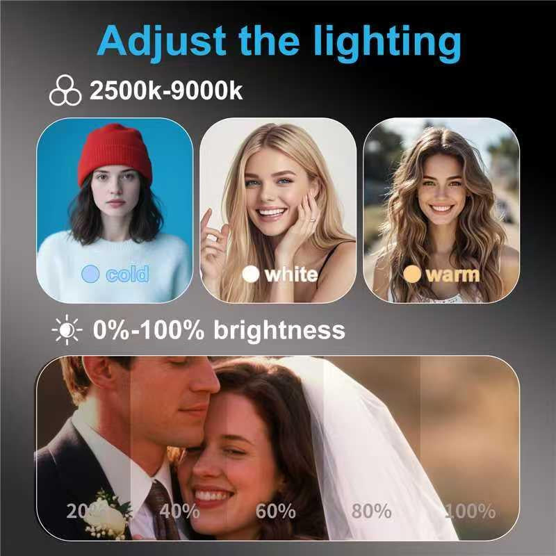 4-In-1 Magnetic Selfie Light for Phones – 360° Rotatable LED Fill Light with Mirror & Phone Stand – Portable Rechargeable for Makeup, Live Streaming, Video Calls
